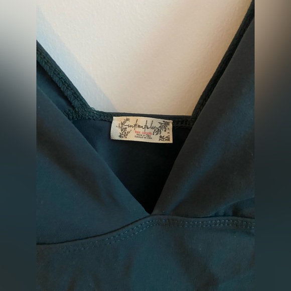 Free People Dark Teal V-Neck Cap Sleeve Blouse - Picture 3 of 3